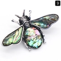 Silver bee brooch with iridescent abalone shell wings and antique finish metal - Abalone Shell