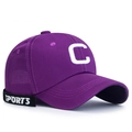 Casquette violette brodée C avec lanière SPORTS, chapeau de soleil tendance pour jeunes - Violet
