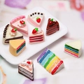 Assorted miniature resin rainbow and cream cake slices for DIY craft and phone case decor - Mixed Triangle Cake (Set of 9)