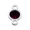 Conector de aleación plateada con cristal ovalado violeta oscuro para joyería - Púrpura profundo