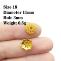 Macro shot of 11mm hollow flower petal bead caps in gold alloy for jewelry making - No.18 (Dia 11mm/Hole 3mm)