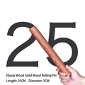 Rodillo de madera de ébano macizo 25cm de largo 3cm de diámetro para cocina casera - Rodillo de madera de ébano 25*3cm