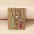 Detail of magnetic heart pendant with light green and purple crystal hexagonal pillars - Light Green and Rose Purple (N9)