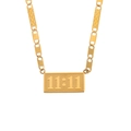 Goldene Edelstahlkette mit rechteckigem 11:11 Anhänger an einer Gliederkette - Rechteckige Gegossene 11:11 Schweinenasenkette