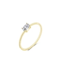 Anillo minimalista de plata S925 dorada con banda retorcida y gema ovalada - Talla EE. UU. 8 / Dorado