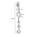 Silver belly button ring with white zircon stones and detailed sizing measurements - #17 Waterdrop Dangle