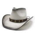 Classic woven western cowboy hat with grey gradient finish and beaded leather band - M(56-58cm) / Black and White Gradient