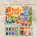 Educational vehicle busy book for toddlers featuring 10 pages with 2 velcro sticker pages - Small Busy Book (Transportation Theme)