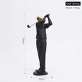 Modern matte black golf swing figurine with polished gold club head for home decor - Gold-Golf Swing