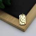 Detail of 18K gold plated rectangular pendant with moon and colorful zircon stones - Multicolor Zirconia Star Moon Rectangle Style