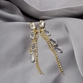 Sparkling gold tassel earrings with clear crystals and rhinestones for an elegant look - Gold Luxury Rhinestone Tassel