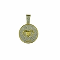 Gold plated Aries constellation circular pendant with iced-out crystals and Cuban chain - Aries (Pendant Only) / Gold