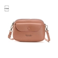 Pink crossbody phone bag for women with litchi texture leather and adjustable strap - Pink