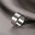 Anello aperto a fascia larga in acciaio al titanio argento lucido regolabile - Anello aperto lucido / Argento