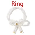 Incantevole anello con fiocco di perline bianche e ambra placcato in oro 18 carati - Anello / Anello con Fiocco in Grani Bianchi