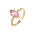 Adjustable gold-plated ring with marquise pink gemstone in elegant marquise cut - Adjustable Open / Pink Marquise