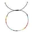 Handmade Bohemian colorful seed bead bracelet with adjustable black rope and gold accents - Multicolor Black Rope Seed Bead Style (MI-B220495A) / Multicolor (Black Rope)