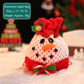Knitted snowman Christmas gift bag for apples and candy, 17x16cm red festive packaging - Knitted Mesh Apple Bag Snowman