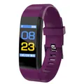 Deep purple 115plus smart sports bracelet with rectangular color screen and silicone strap - Purple