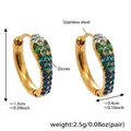 Detail view of gold snake earrings with colorful zircon inlay and size dimensions - Gold/Dark Blue Zircon-L