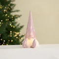 Pink LED Christmas gnome doll with sequins and white beard, height 28cm for decor - A410-13 (28CM) With Built-in LED Light