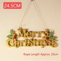 Golden Merry Christmas hanging sign with green holly leaves and red berries, 24.5cm wide - 24.5cm Gold with Lanyard