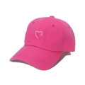 Casual rose red cotton baseball cap with white heart embroidery for sun protection - 58cm / Rose Red