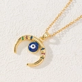 Bohemian evil eye moon necklace in gold finish with vibrant colorful zircon stones - Style N-Moon Ring Colorful Eye