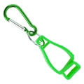Multipurpose neon green work glove clip with durable carabiner and metal keyring - Green