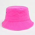 Detail of neon pink bucket hat showing metal ventilation eyelets and stitched brim - M (56-58cm) / Rose Red