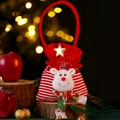 Weihnachtliche Geschenktüte mit 3D-Plüschrentier-Design und rot-weißen Streifen - Cartoon Rentier Stil