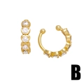 Gouden U-vormige oorklemmen met hartvormige zirkonia in een minimalistische stijl - Stijl B-Wit Hart Zirkonia