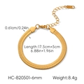 Detalles de la pulsera de cadena plana de oro de 0,61 cm con etiqueta S.steel - Pulsera de espiga de 6 mm de ancho (HC-B20501-6mm)