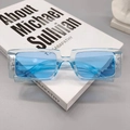 Lunettes de soleil rectangulaires bleu transparent élégantes avec verres teintés - Bleu Transparent