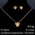Set gioielli angelo in acciaio al titanio dorato con collana e orecchini a lobo eleganti - Oro (KS128904-KFC)