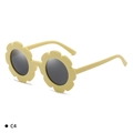 Fashionable flower shaped kids sunglasses in light yellow frames with dark grey lenses - Kids / C4 Yellow Frame Grey Lens