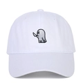 Weiße Baseballkappe mit Geister-Stickerei und Messer für lässige Streetwear-Looks - Verstellbar / Weiß