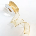 Elegante nastro in organza oro champagne con riflessi perlati e bordi rifiniti - Champagne con Bordo Oro