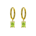Golden titanium steel earrings featuring square emerald green zircon pendants - Fruit Green