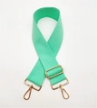 Detail of mint green adjustable canvas strap with gold metal hardware for handbags - Light Green