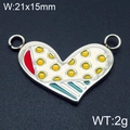 Colorful enamel heart pendant in stainless steel featuring red and blue patterns - Red Yellow Blue Contrast Pattern (KLJ6420-Z)