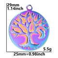 Rainbow tree of life pendant measurements 29mm height and 25mm width on white background - Rainbow