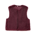 Chic burgundy faux fur vest for women featuring a fluffy texture and stylish V-neck cut - XS / Burgundy