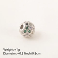 Silver bead with multicolored zircons for DIY bracelets, 0.8cm diameter, 1g weight - 8MM Multicolor Zirconia Platinum Plated