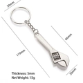 Miniature silver adjustable wrench keychain made of zinc alloy with 119mm total length - Adjustable Wrench