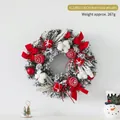 30cm Red and white Christmas wreath with red bows, ornaments and snow pine base - 30cm Red Wreath