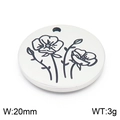 Silver stainless steel 20mm round floral pendant with birthday flower engraving - Gladiolus-Silver (KLJ8048-Z)