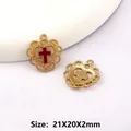 Ciondolo cuore croce 20mm in lega dorata con smalto rosso per gioielli fai-da-te - Oro/Rosso