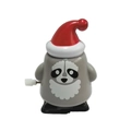 Wind-up grey Santa Claus character toy with red hat and mechanical walking base - Wind-up Walking Chubby Dog