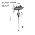 Cast iron bird welcome bell with rustic finish and rope handle for garden wall decor - WELCOME Bird Style
